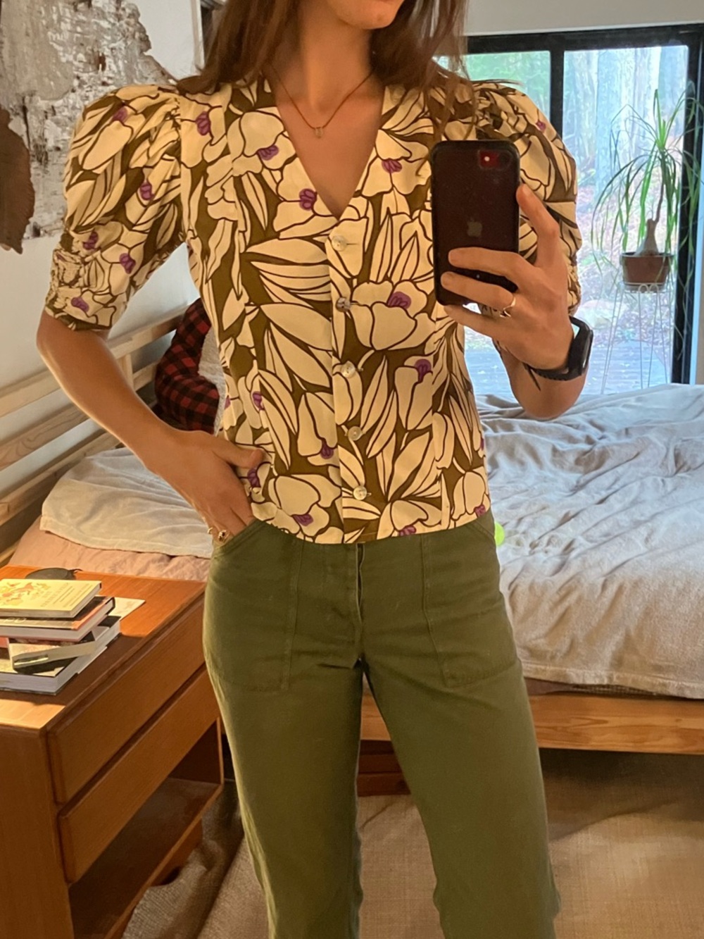 Floral puff sleeve blouse